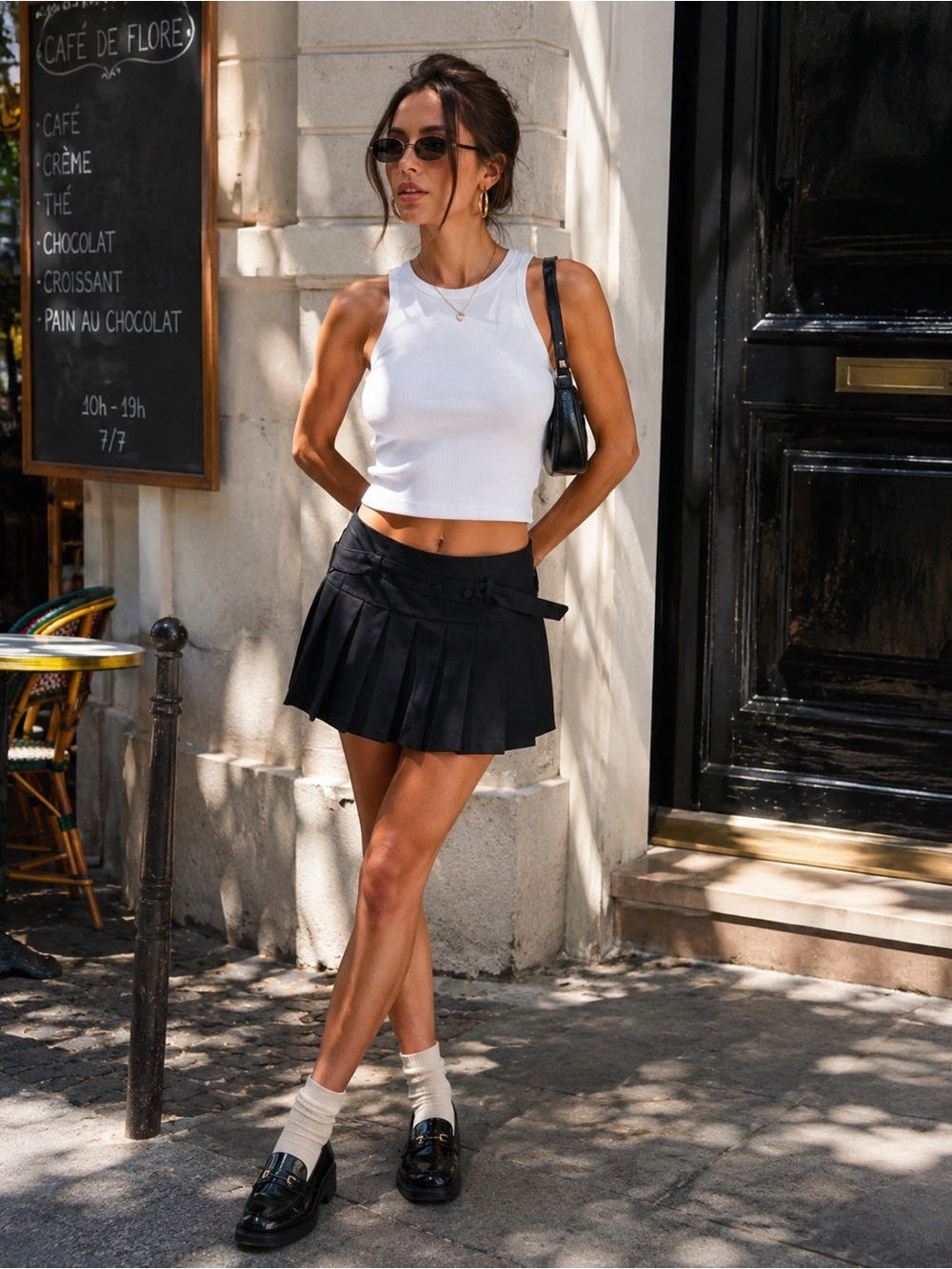 Zara Black Pleated Mini Skirt Preppy Tenniscore Y2K Coquette Size S Academia